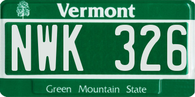 VT license plate NWK326