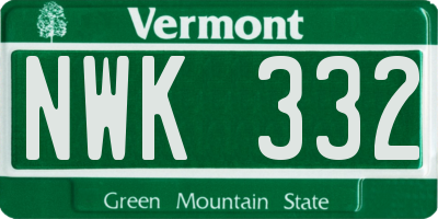 VT license plate NWK332