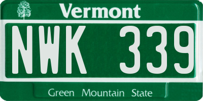 VT license plate NWK339