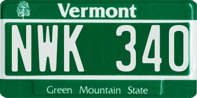 VT license plate NWK340
