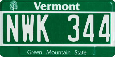 VT license plate NWK344