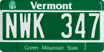 VT license plate NWK347