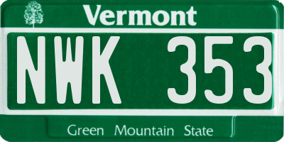 VT license plate NWK353