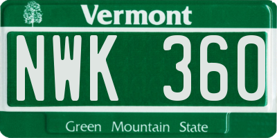 VT license plate NWK360