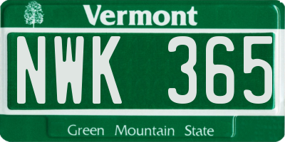 VT license plate NWK365