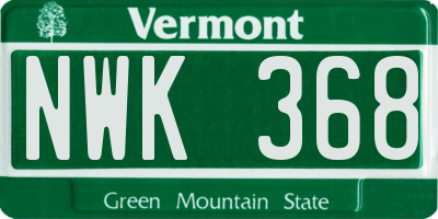 VT license plate NWK368