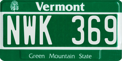 VT license plate NWK369