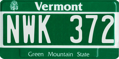 VT license plate NWK372