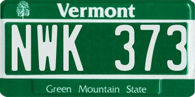 VT license plate NWK373