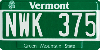 VT license plate NWK375