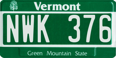 VT license plate NWK376