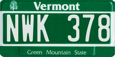 VT license plate NWK378