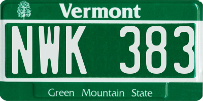 VT license plate NWK383