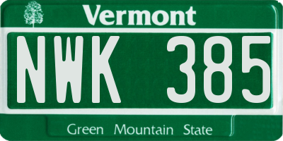 VT license plate NWK385