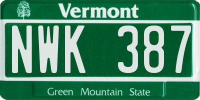 VT license plate NWK387