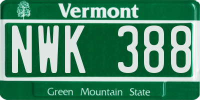 VT license plate NWK388