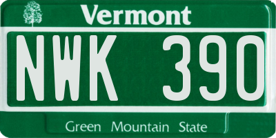 VT license plate NWK390