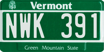 VT license plate NWK391