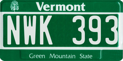 VT license plate NWK393