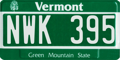 VT license plate NWK395