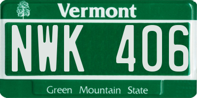 VT license plate NWK406