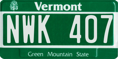 VT license plate NWK407