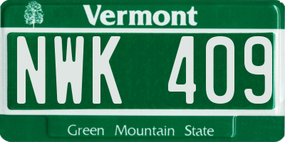 VT license plate NWK409