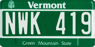VT license plate NWK419