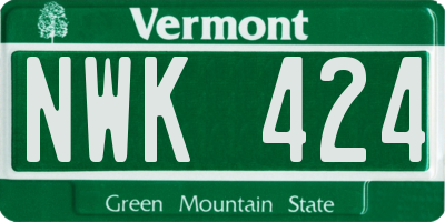 VT license plate NWK424