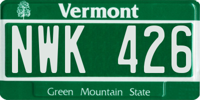 VT license plate NWK426