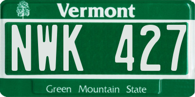 VT license plate NWK427