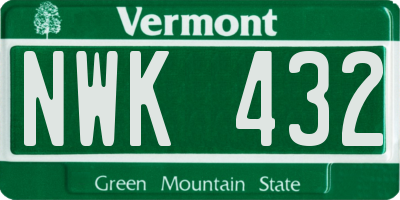 VT license plate NWK432