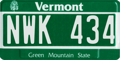 VT license plate NWK434
