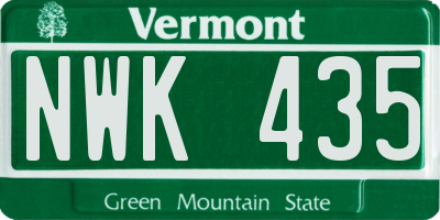VT license plate NWK435