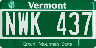 VT license plate NWK437