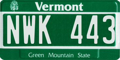 VT license plate NWK443
