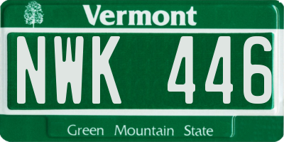 VT license plate NWK446