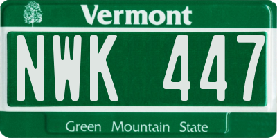 VT license plate NWK447
