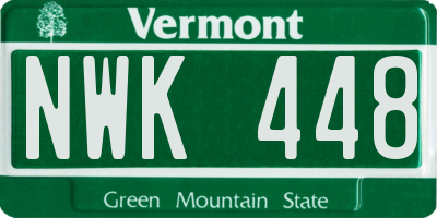 VT license plate NWK448