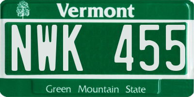 VT license plate NWK455