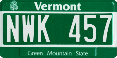 VT license plate NWK457