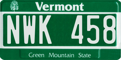 VT license plate NWK458