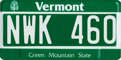 VT license plate NWK460