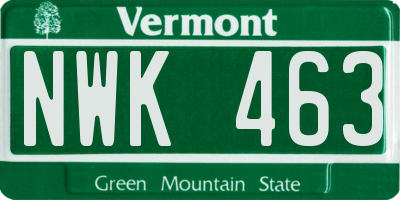 VT license plate NWK463