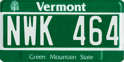 VT license plate NWK464
