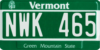 VT license plate NWK465