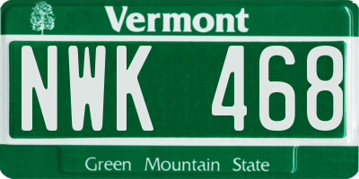 VT license plate NWK468