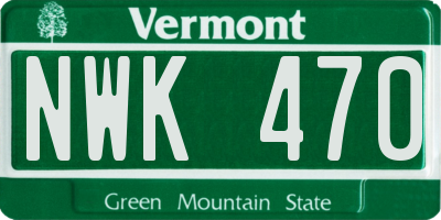 VT license plate NWK470