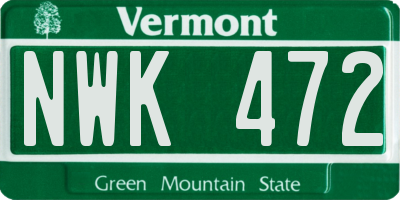 VT license plate NWK472