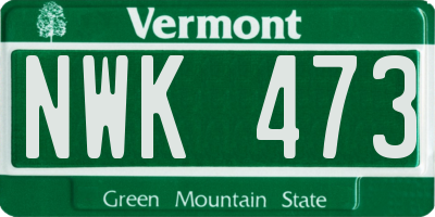 VT license plate NWK473